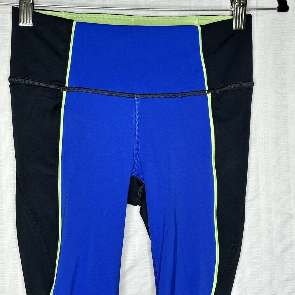 Athleta Leggings Womens XXS Blue Velocity Colorblock Capri Midrise Workout Gym - Picture 2 of 12